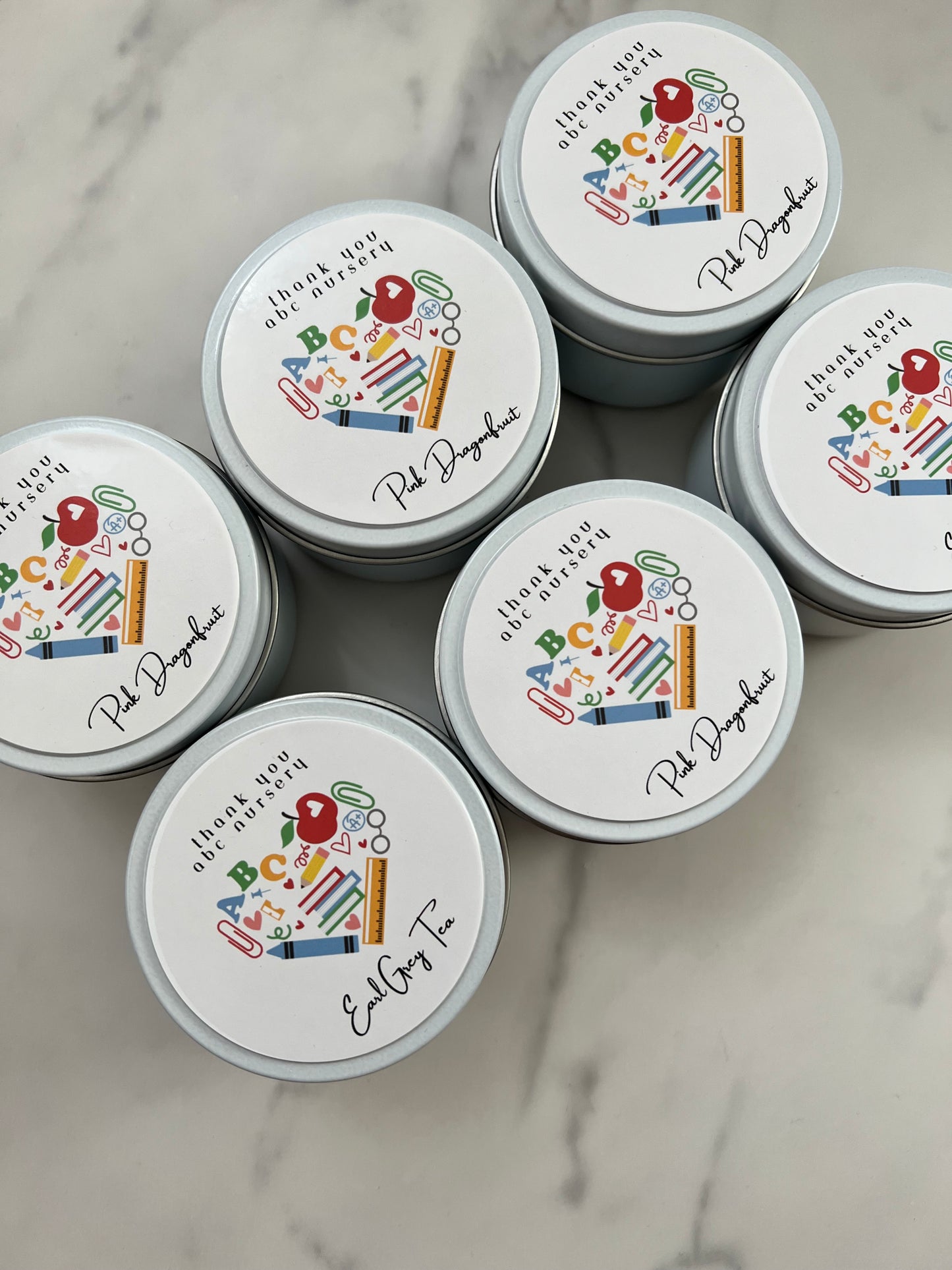 6oz Custom White Tins - Set of 6